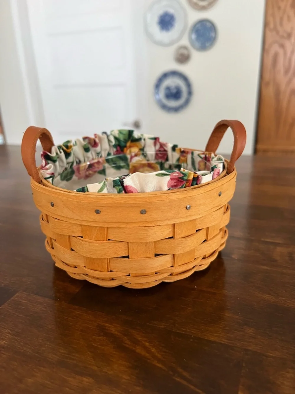 Longaberger, Saffron Basket, Garden Splendor Liner, 2002